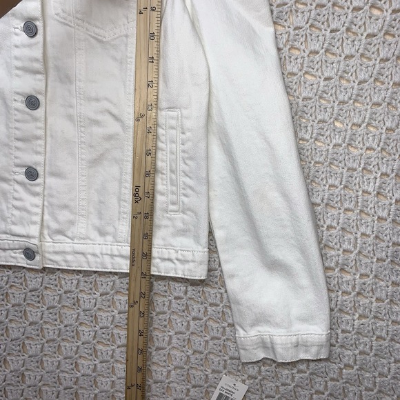 Vigoss Denim Jacket Womens Sz M White‎ Jean Petals Pearl Posy Pockets Western - Picture 9 of 13
